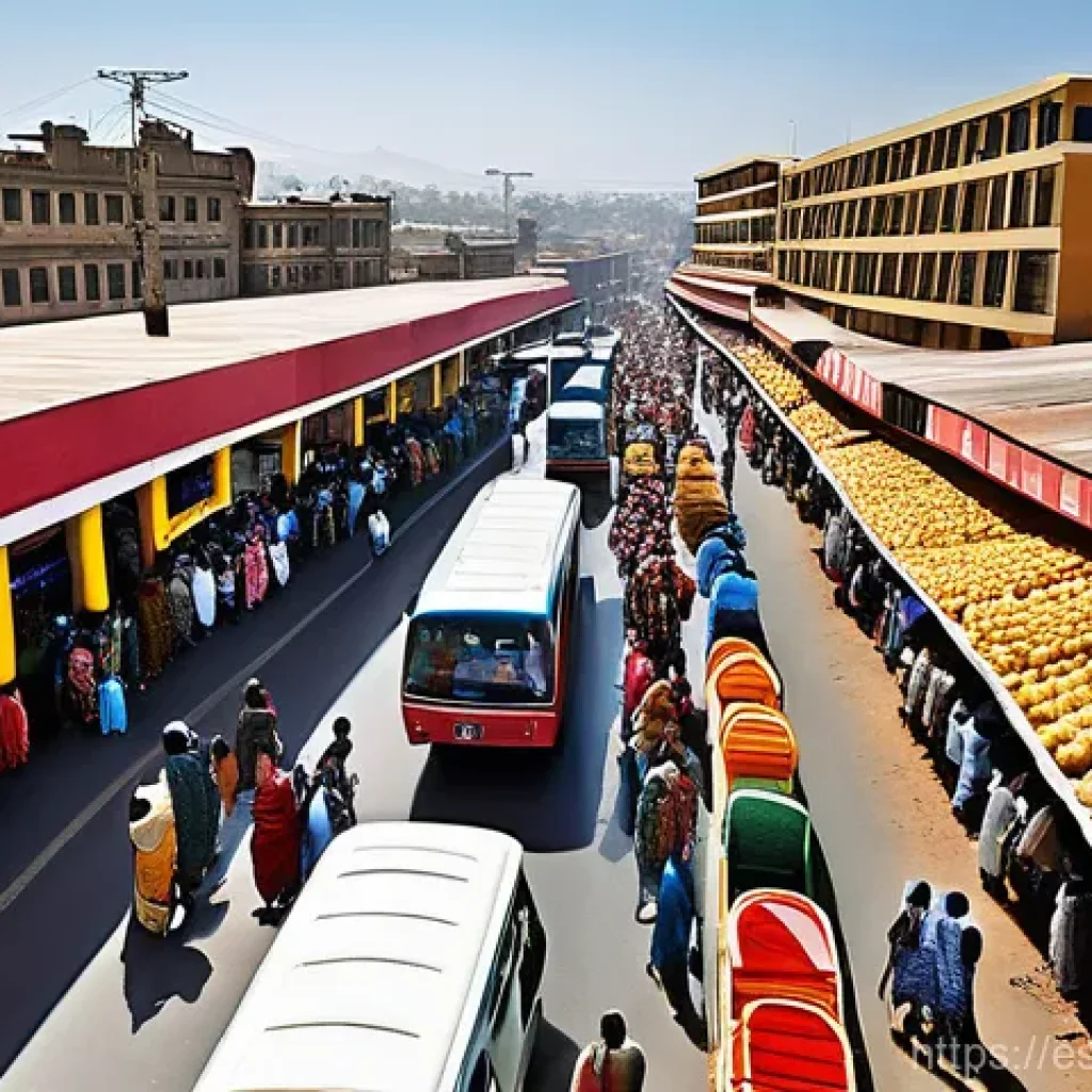 에티오피아와 에리트레아의 분쟁 - **Ethiopia's Economic Aspirations and the Red Sea Journey**
    A vibrant, wide-angle, photorealisti...