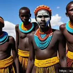 오모 밸리 부족 방문 가이드 - A vibrant scene of the Hamar tribe during their traditional "bull jumping" initiation ceremony in th...